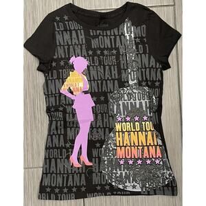Hannah Montana Girls Short Sleeve Black Tshirt Size Large (10-12) NWT